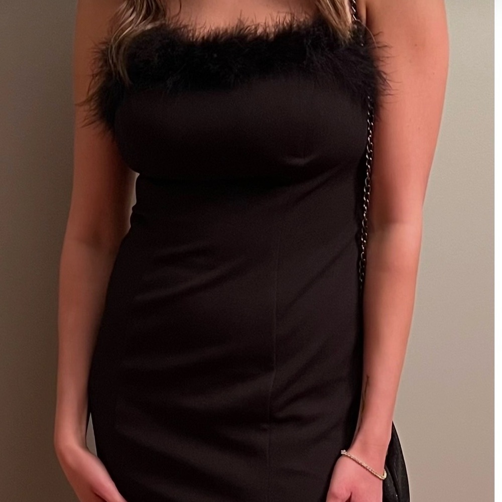 Morgan & Co. Black long cocktail dress with Front Slit